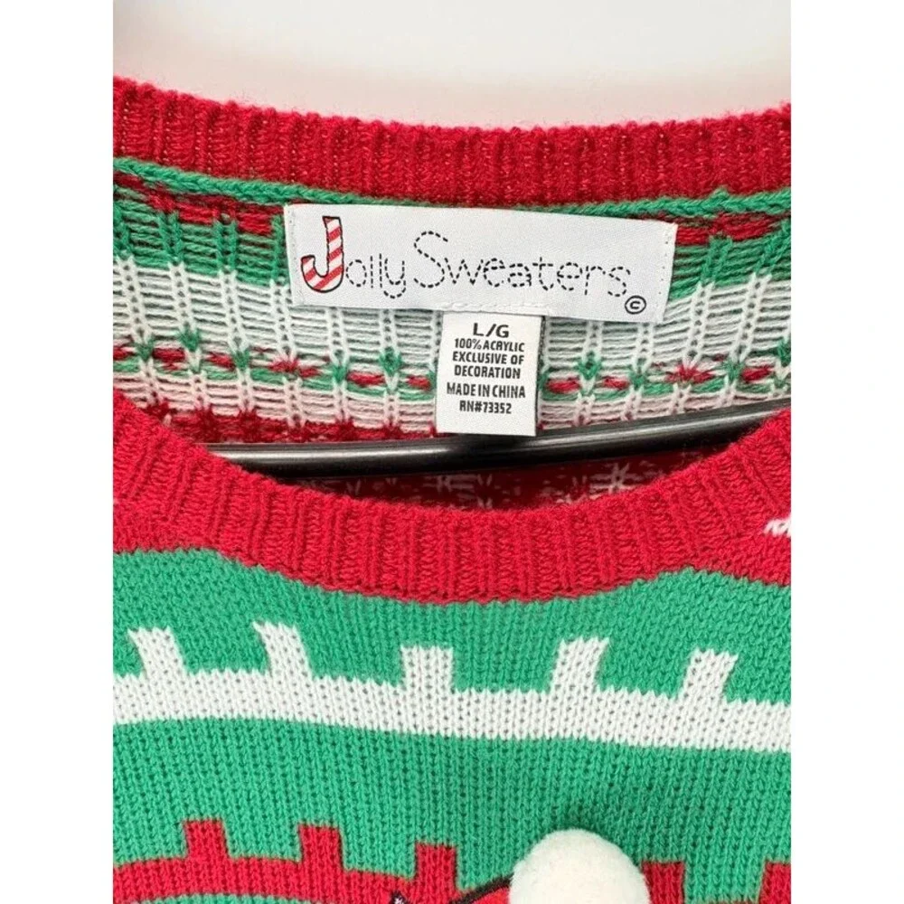 Jolly Sweaters Mens L Ugly Christmas Sweater Cats Meow
